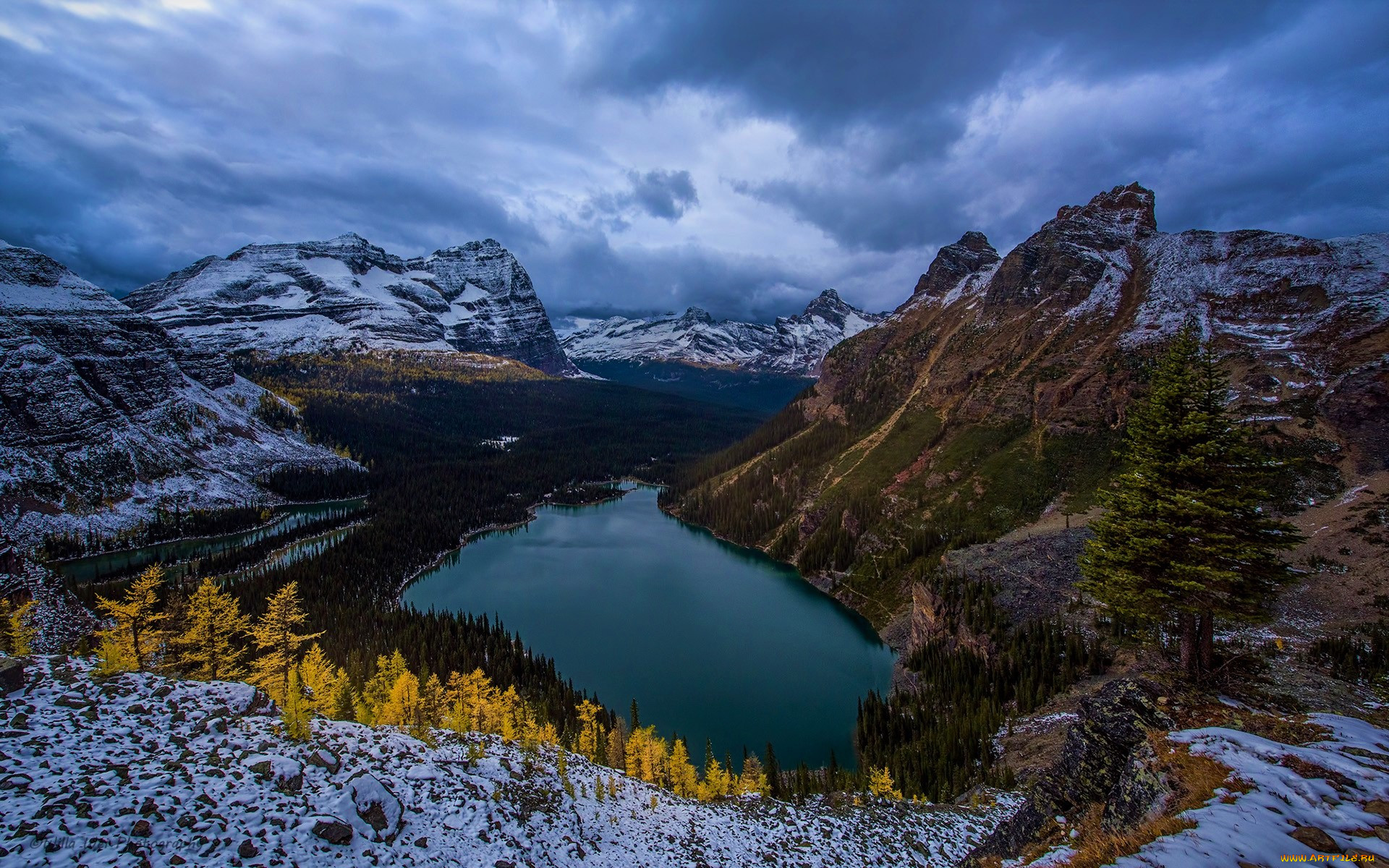 , , , foliage, earth, , snow, mountain, landscape, forest, , lake